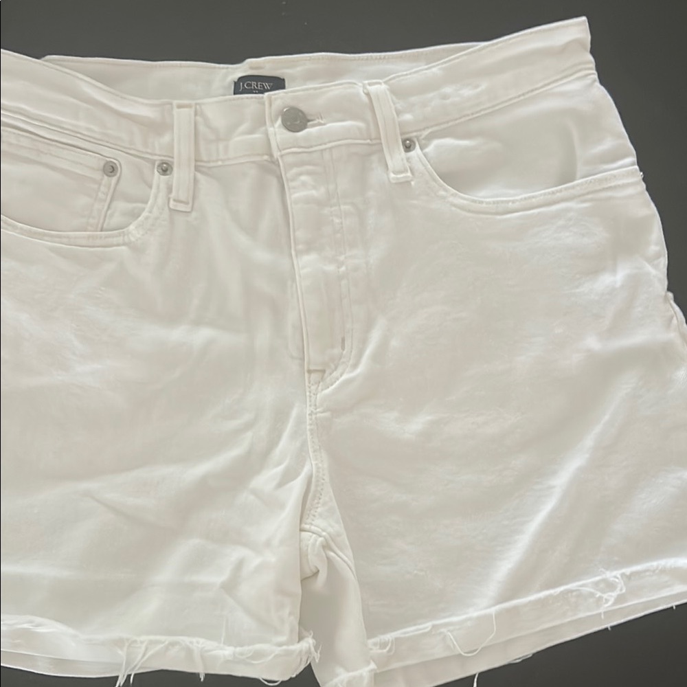 J. Crew White Jean Shorts with Frayed Hem
